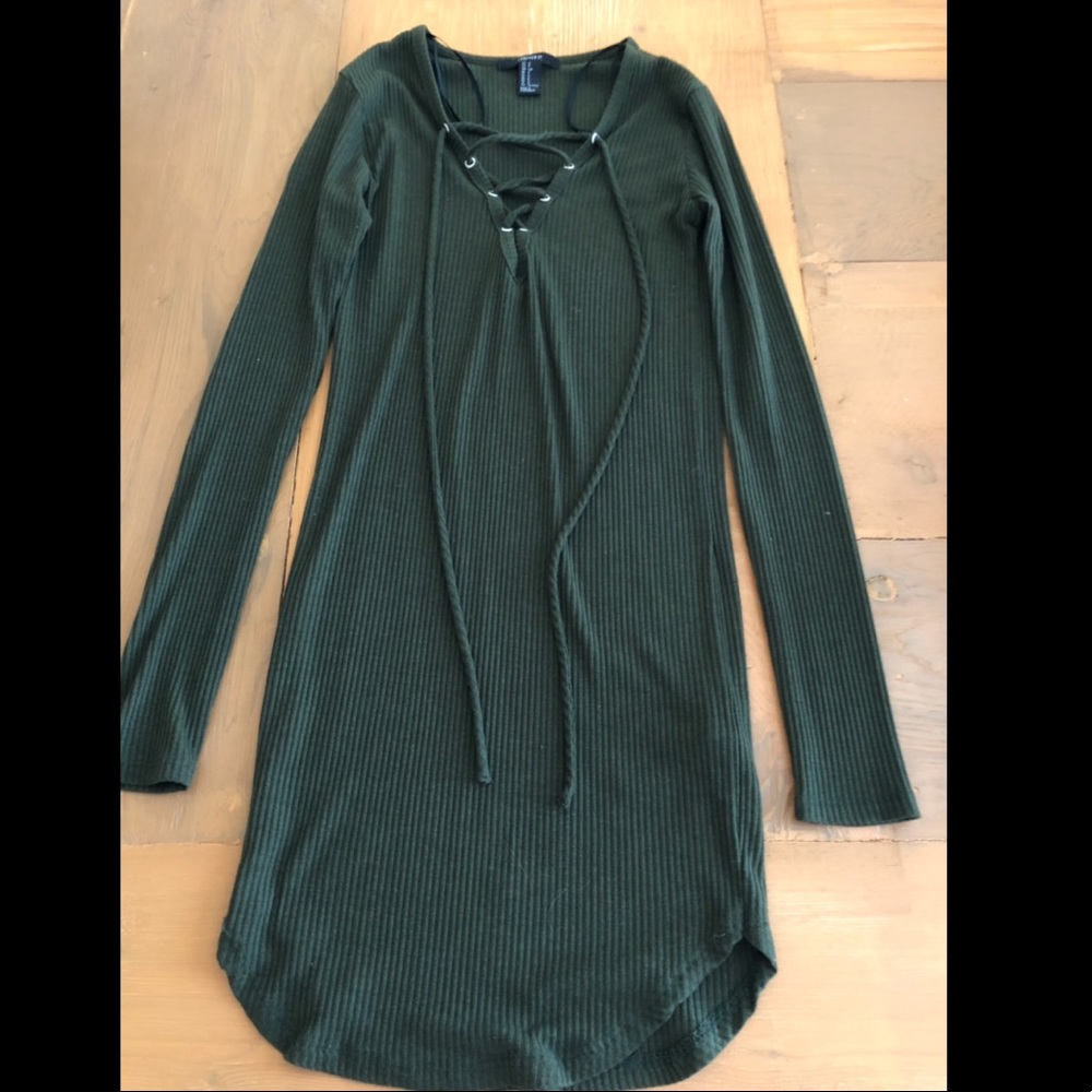 Long sleeve sweater dress (dark green)